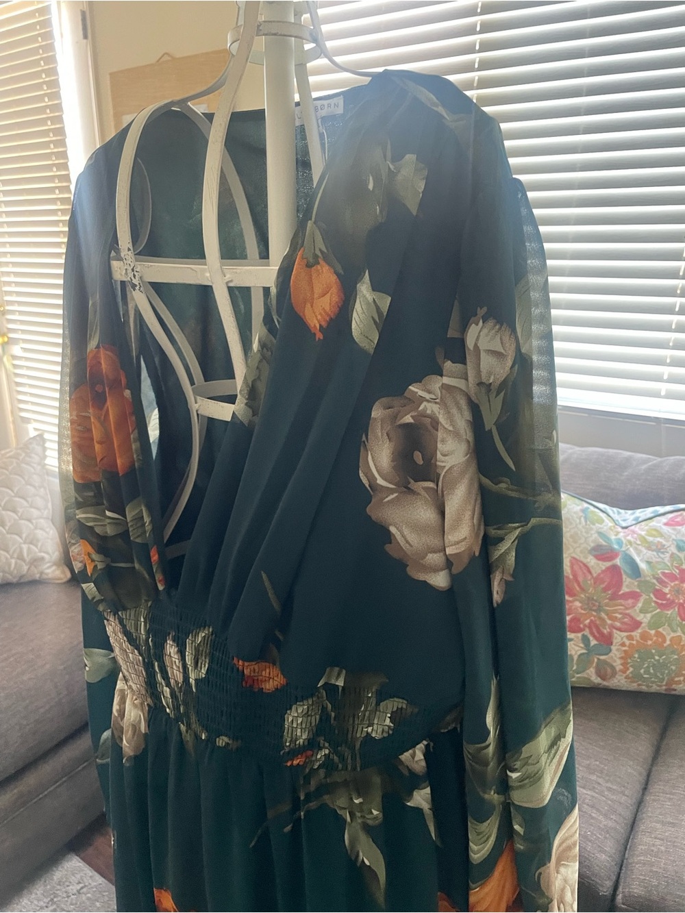 Baltic Born Teal Floral Maxi Dress with Orange Accents - Picture 3 of 8